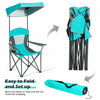 Outdoor Canopy Chair Sunshade Folding Camping Chair W/ Cup Holder & Carrying Bag