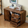 Wood File Cabinet with 3 Drawers Rustic Brown Office Cabinet File Storage New
