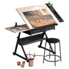 Adjustable Drafting Table Art Craft Drawing Desk with/Stool Desk Stand