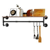 Industrial Pipe Shelf Wall Mounted Clothes Rack Hanging Rod & Wooden Top Shelf