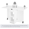 Mondeer Mobile Folding Dining Table Drop Leaf Table with 1 Drawer 2 Shelves