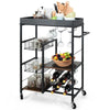 4-Tier Kitchen Serving Trolley Rolling Storage Cart W/ Wine Rack & Glass Holder