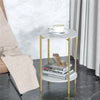 2 Tiers Round Marble Side End Table Center Table& Storage Gold/Black Metal Frame