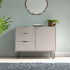 Grey Sideboard Cupboard With 1 Doors, 3 Drawers Living Room Storage Furniture