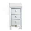 Mirrored Glass Bedside Table Cabinet 3 Drawer Crystal Handles Bedroom Nightstand