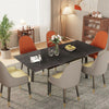 Extendable Dining Table with Marble Top Black Metal Frame Kitchen Home Furniture