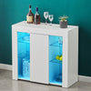 High Gloss Door Sideboard Cabinet Cupboard Organizer LED Glass Shelf Buffet