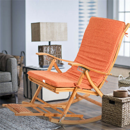 Large Garden Rocking Deck Chair High Back Chair Outdoor Sun Seat w/ Pad Cushion