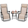 3 PCS Zero Gravity Lounge Chair Set Folding Outdoor Sun Lounger with Tea Table