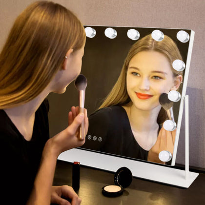 15pcs Light Rotating Makeup Mirror Dressing Mirrors 3 Mode Light Touch Control