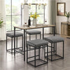 Barstools 2pcs Kitchen Stools Leather Counter Chairs Breakfast Bar Chairs Gray