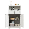 Bathroom Floor Cabinet Wooden Storage Cupboard with Adjustable Shelf & Doors