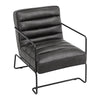 Distressed Faux Leather Armchair Vintage Grey Lounge Chair Sofa Iron Frame Seat