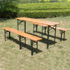 BIRCHTREE Outdoor Wooden Folding Beer Table Bench Set Trestle Garden Steel Leg