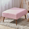 Large Stool Linen Upholstered Wooden Leg Bench Footstool Pouffe Seat Side Chair