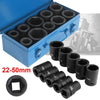 Long Reach Sockets Wheel Wrench Nut Tool 1" Deep Impact Sockets Set 22-50mm 10pc