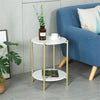 2 Tiers Round Marble Side End Table Center Table& Storage Gold/Black Metal Frame