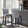 2x Velvet Bar Stools Chairs with Ring Knocker Backrest Kitchen Stools Breakfast