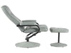 Grey Lounge Recliner Chair 360' Swivel & Footstool Armchair Grey Faux Leather