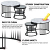 Modern Round Coffee Tables Set of 2 End Table Nesting Tables Marble Pattern QA