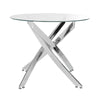 Chrome Metal Leg Round Glass Dining Table 90cm Kitchen Living Room Coffee Dinner