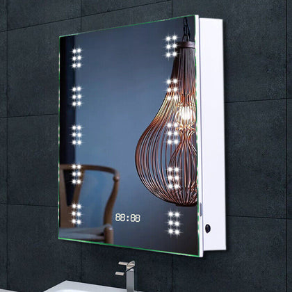 Bathroom LED Mirror Cabinet with Shaver Socket Bluetooth Music Sensor 2 Doors