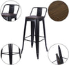 4pcs Metal Bar Stools,30 Inch Black Modern Kitchen Breakfast Chair w/Wooden Seat