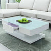 Luxury White Top High Gloss Coffee Table 2 Drawers White Base Nest Living Room