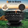 Hexagon Patio Fire Pit Charcoal Log Burning Metal Fire Bowl with Fire Poker