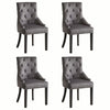 Set of 2 Dark Grey Velvet Dining Chairs Tufted High Back for Dining Room Kitchen