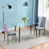 Set of 2 Grey Fabric Dining Chairs and Dining Table Set Home Kitchen Dining Room