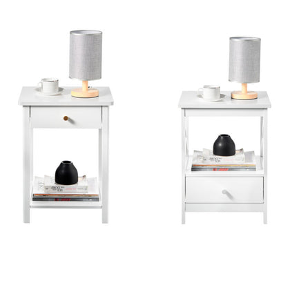 Bedside Table w/ Drawer Side Table Storage Cabinet Nightstand Bedroom Furniture