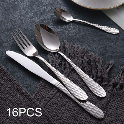 16-Piece Cutlery Set Flatware Stainless Steel Rounded Spoon Edge Dishwasher Safe