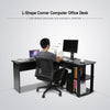 Corner L-Shaped PC Computer Desk Workstation Home Office Study Table w/ Shelves