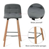 2 Pcs PU Leather Bar Stools Breakfast Stool Kitchen Pub Chairs Seat Grey