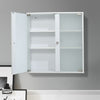 Modern Bathroom Wall Mounted Cabinet w/Storage Shelf Clear Glass 2 Door Cupboard