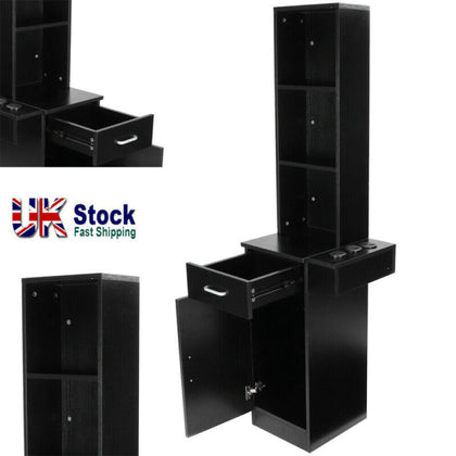 Barber Station Cabinet Wooden Hair Styling Storage Beauty Salon Spa Equipment UK