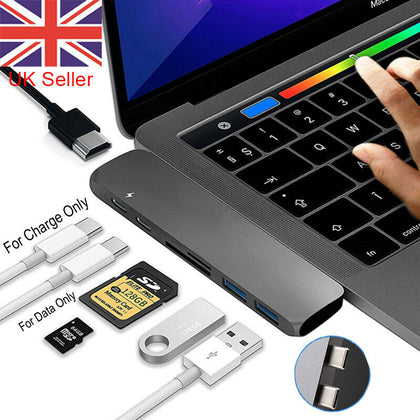 7in1 USB-C Hub Dual Adapter Multiport Reader 4K HDMI Type-C For MacBook Pro Lot