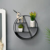 Wall Shelf Rack Storage Metal Iron Craft Round Industrial Style Home Decor Black