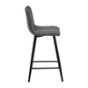 2 Faux Leather Bar Stools Grey with Stripe Padded Seat Metal Legs Kitchen Chairs