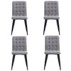 4PCS Linen Velvet Dining Chairs Padded Seat Kitchen Room Chair Black Metal Legs