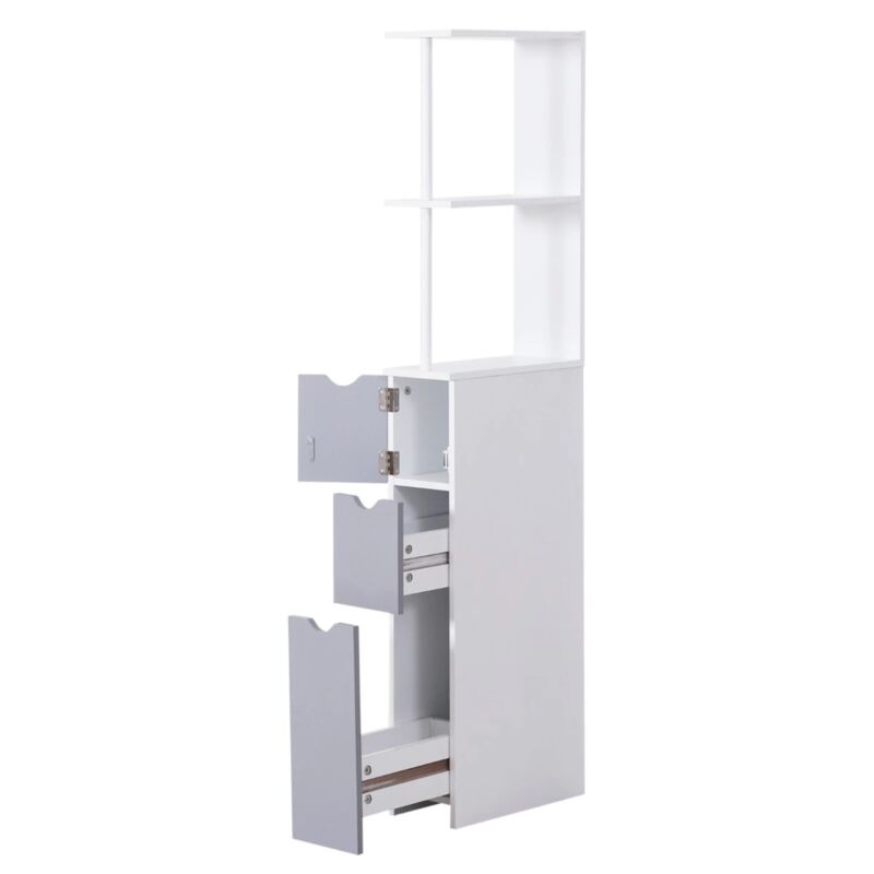 Compact Draws Slim White Bathroom Storage Cabinet Tall Narrow Wooden Compact Drawers ...