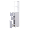 Slim White Bathroom Storage Cabinet Tall Narrow Wooden Compact Drawers Shelves
