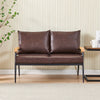 Luxury 2 Seater Deep Brown Faux Leather Sofa Armchair Couch Living Room Offices