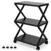 3-tier Rolling Printer Stand X-Shaped Storage Utility Cart Home Office Organizer