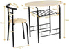 Small Table and 2 Chairs 3PCS Bar Kitchen Dining Breakfast Furniture Set W/Shelf
