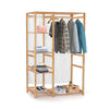 6 Tier Bamboo Garment Rack Storage Shelves Clothes Hanging Wardrobe Closet Stand
