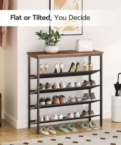 Shoe Rack Shoe Storage Organiser Unit with Flat & Slant Adjustable Shelf