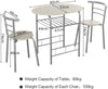 Small Table and 2 Chairs 3PCS Bar Kitchen Dining Breakfast Furniture Set W/Shelf