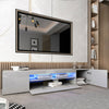 Grey 200CM TV Stand Unit Cabinet High Gloss 3 Large Drawers Doors LED Light